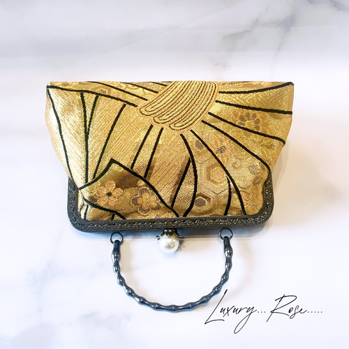 新作！粋で可愛くカッコよく！お洒落な新品西陣織帯人気の黒×ゴールド  