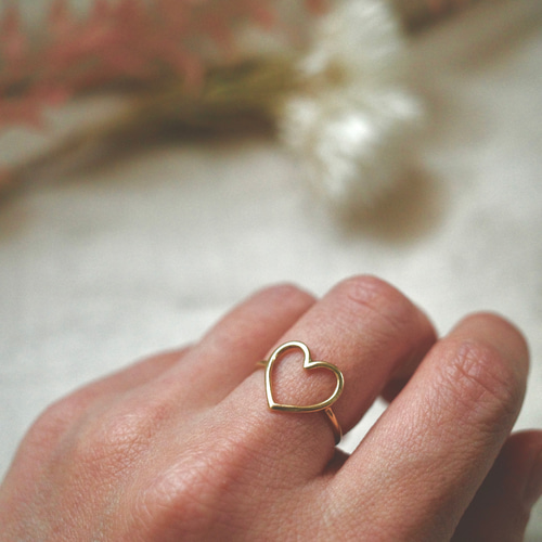 オープンハートリング 【イエローゴールド（K18YG）】 指輪・リング