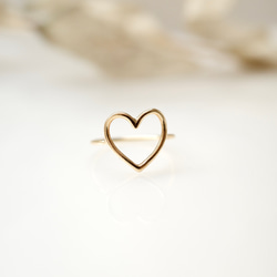 オープンハートリング 【イエローゴールド（K18YG）】 指輪・リング