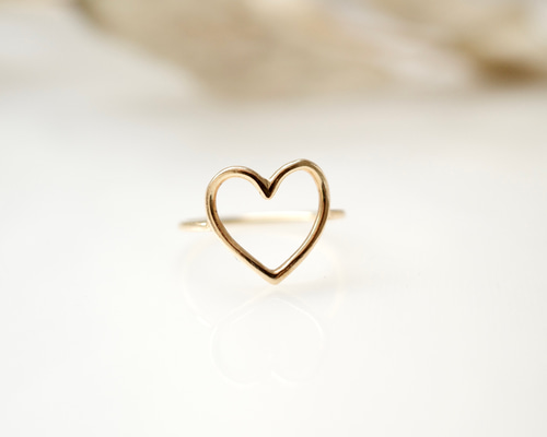 オープンハートリング 【イエローゴールド（K18YG）】 指輪・リング