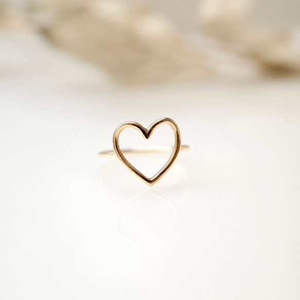 オープンハートリング 【イエローゴールド（K18YG）】 指輪・リング