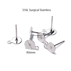 ese70-3 [10 件/5 對] 約 6mm 圓盤帶環 316L 耳環硬體手術不鏽鋼 第1張的照片