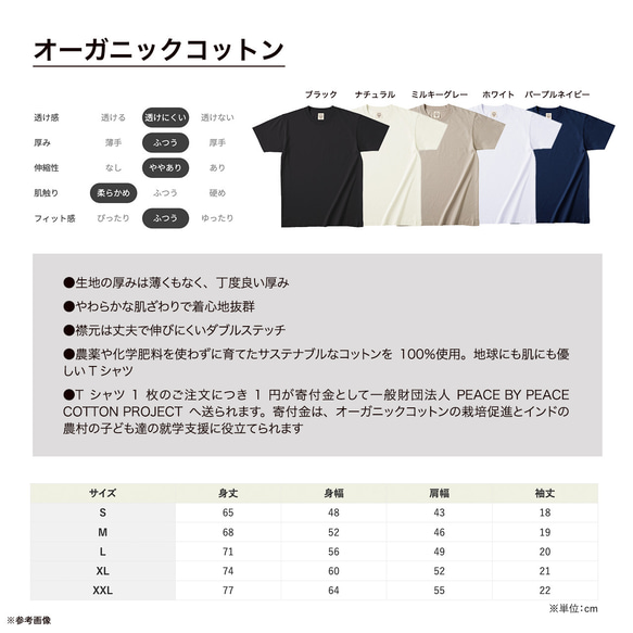 【2024/4/9更新】半袖Tシャツ各種の仕様・サイズ・お手入れ・在庫状況 5枚目の画像