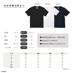 【2024/4/9更新】半袖Tシャツ各種の仕様・サイズ・お手入れ・在庫状況 2枚目の画像