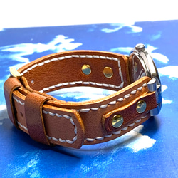 アンティーク本革腕時計ベルト、時計付き 3枚目の画像