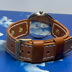 アンティーク本革腕時計ベルト、時計付き 2枚目の画像