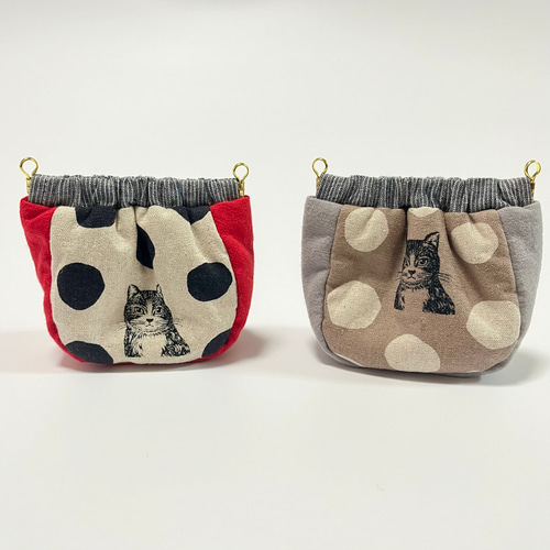 ふんわり♡バネポーチ 10cm ねこポーチ□カン付きバネ口ポーチ