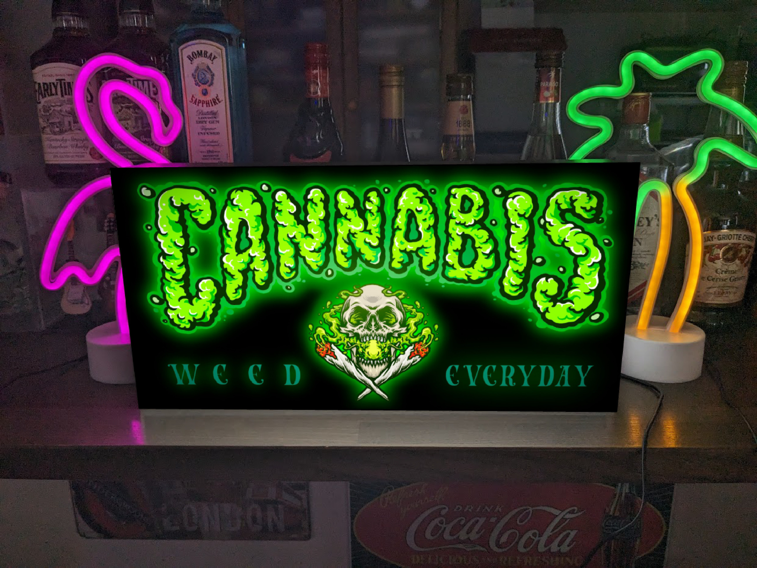 たばこ タバコ 煙草 ベイプ クサ ハッパ ガンジャ ロック レゲエ スカル ガレージ 看板 置物 雑貨 ライトBOX