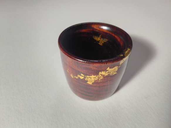 手作り　猪口　栃杢　漆器　蒔絵 2枚目の画像