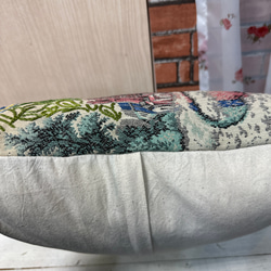 ゴブラン織　刺繍　ミラーワーク　クッションカバー40cmx40cm 10枚目の画像