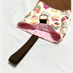 《新作》上履き袋　シューズケース　女の子　入園　入学　保育園　幼稚園　小学校　カップケーキ　ブラウン　ピンク　 5枚目の画像
