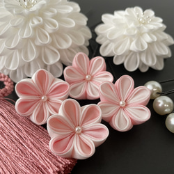 Tsumami 工藝髮飾成年儀式婚禮 U 針髮飾純絲白色粉紅色 第5張的照片