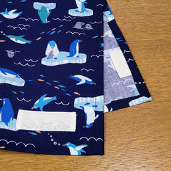 【ランチマット25×35】【流氷ペンギン】紺【海の生き物】水色・紺 3枚目の画像