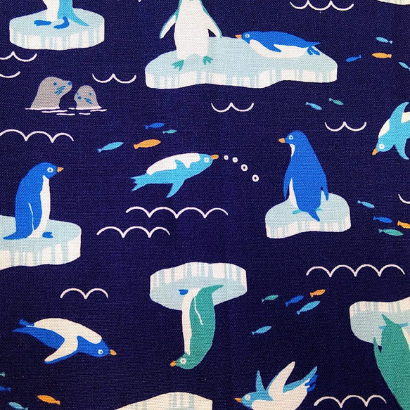 【ランチマット25×35】【流氷ペンギン】紺【海の生き物】水色・紺 7枚目の画像