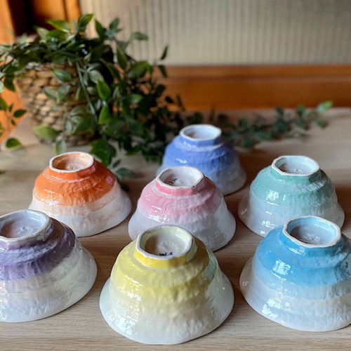 虹色のろくべ型茶碗 和モダン 大きさ4種類 茶碗・めし碗 bakuzangama