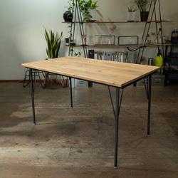 【送料無料】【セット割引】PINE DINING TABLE SET(テーブル1200、本革椅子4脚) 5枚目の画像