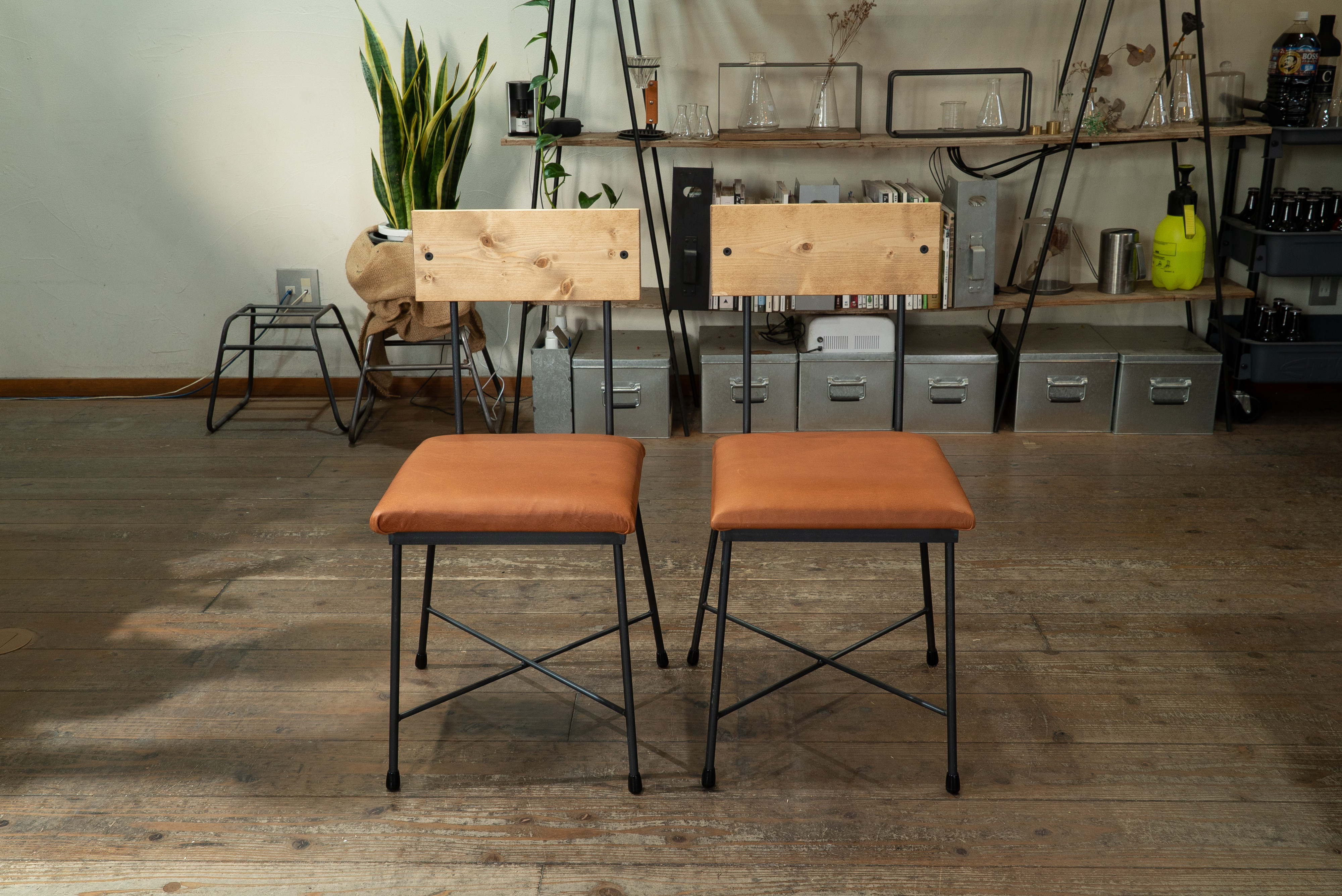 【送料無料】【セット割引】PINE DINING TABLE SET(テーブル1500、本革椅子4脚)