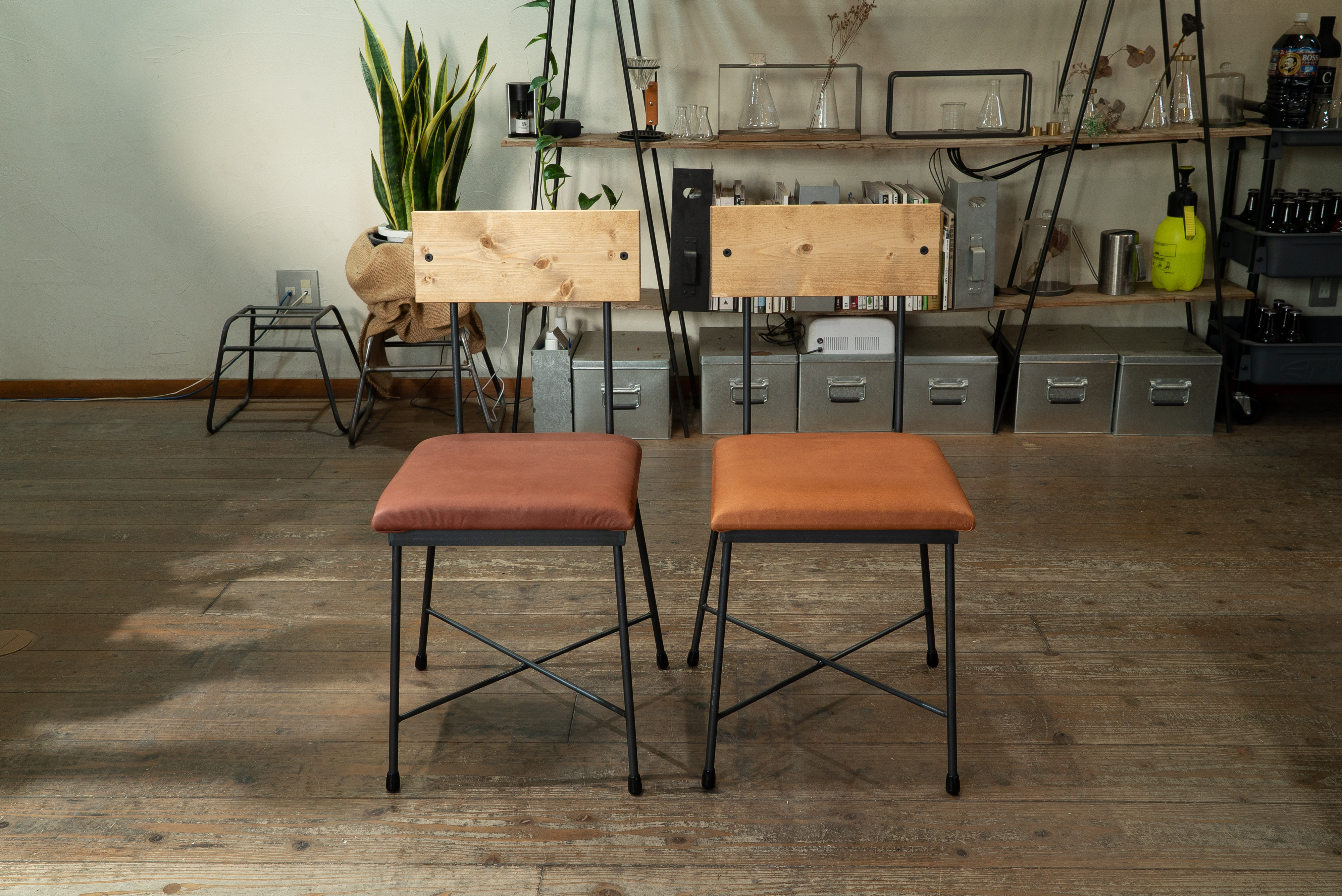 【送料無料】【セット割引】PINE DINING TABLE SET(テーブル1500、本革椅子4脚)