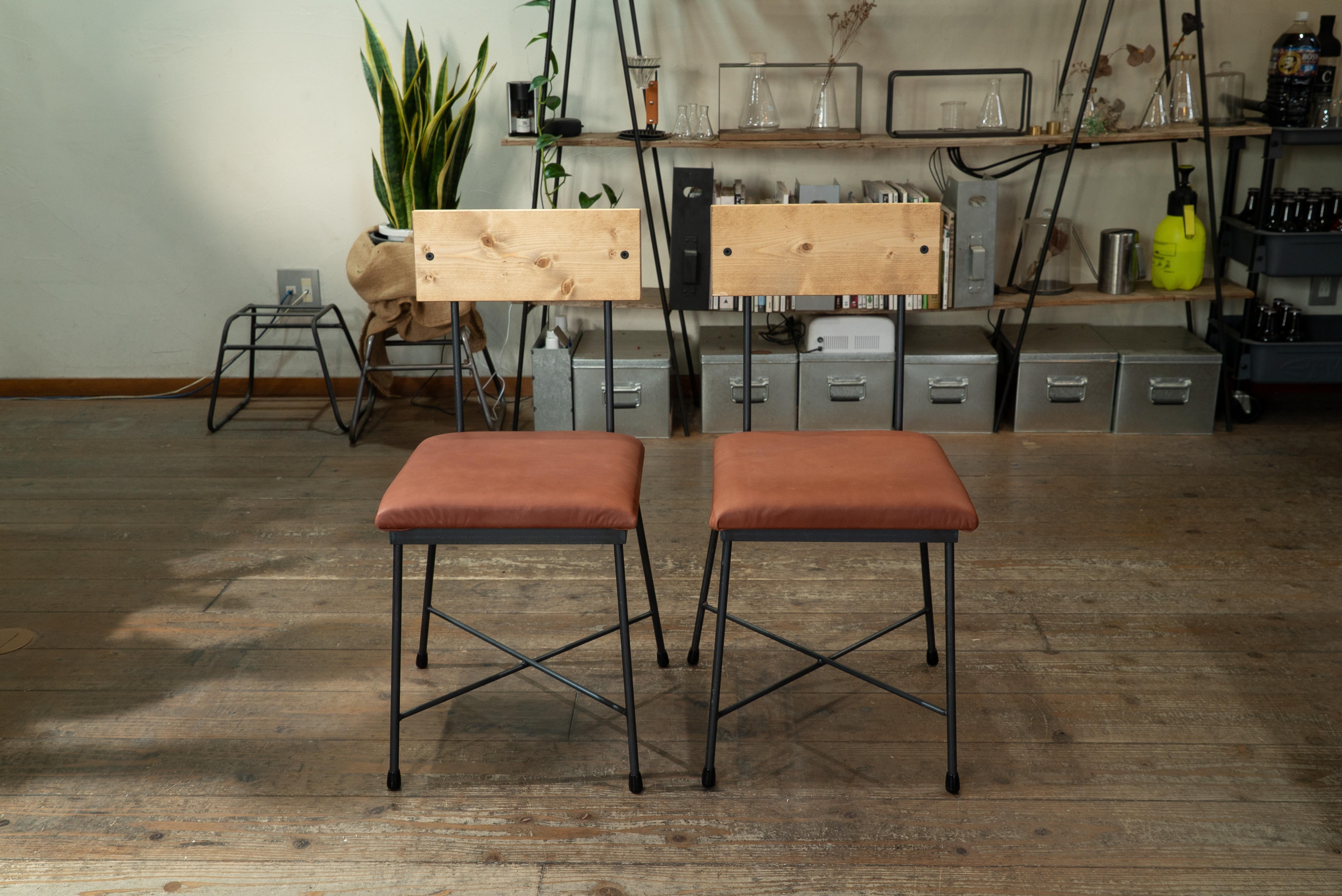 【送料無料】【セット割引】PINE DINING TABLE SET(テーブル1500、本革椅子4脚)