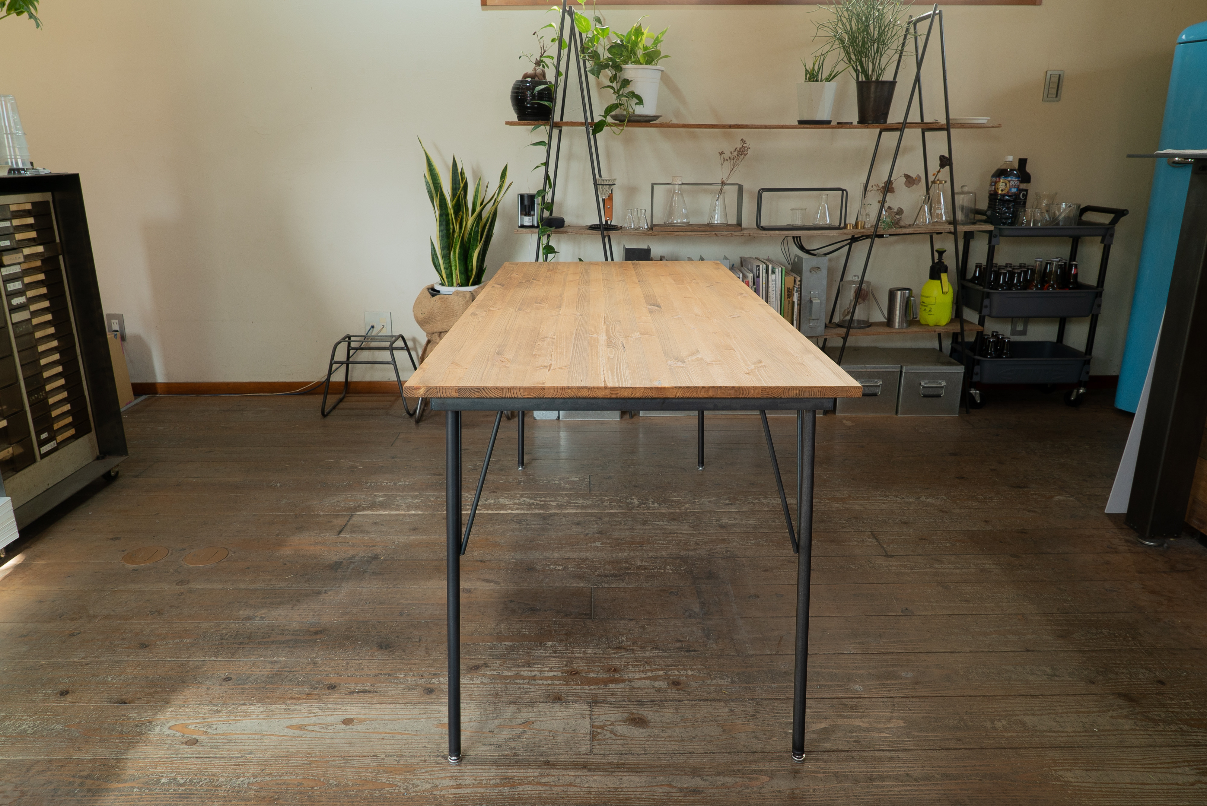 【送料無料】【セット割引】PINE DINING TABLE SET(テーブル1500、本革椅子4脚)