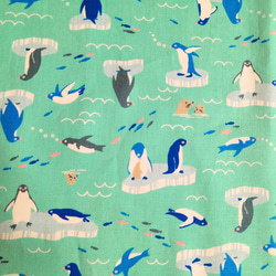 【ランチマット40×60】【流氷ペンギン】ペパーミント【海の生き物】水色・紺 4枚目の画像