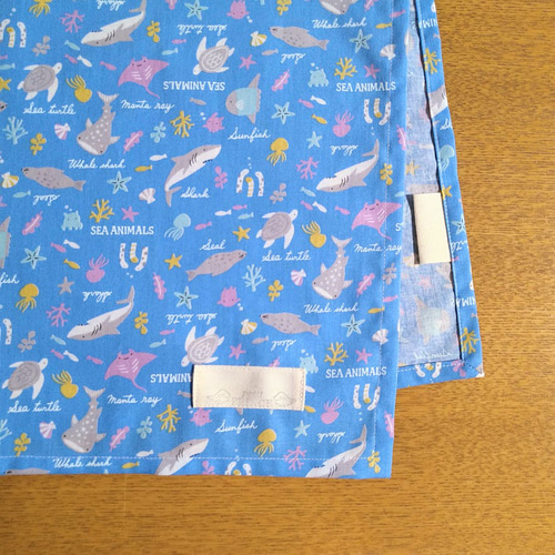 ランチマット40×60】【海の生き物】水色・紺 ランチョンマット ゆたま