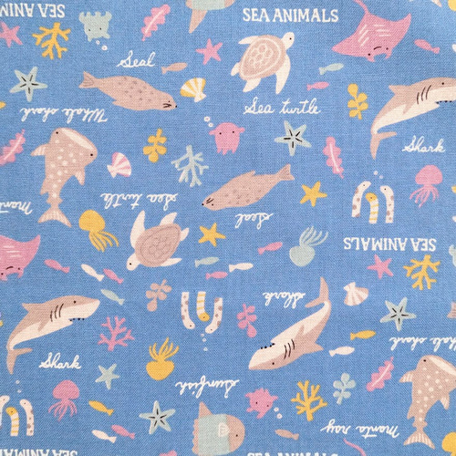 ランチマット40×60】【海の生き物】水色・紺 ランチョンマット ゆたま