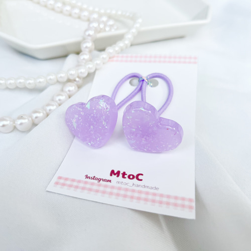 レジン キラキラハートヘアゴム キッズ ベビー 】 子供 ヘア