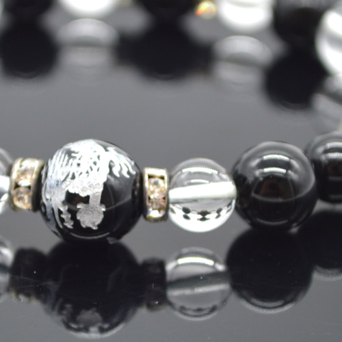 12mm 水晶　龍　刻印　バングル 12mm 水晶龍刻印バングル