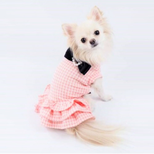 らーちゃん犬服　猫服　ハンドメイド　ワンピース　わんちゃん ロリーター 小花可愛いPrincessワンピース ヘッドドレス付き 犬