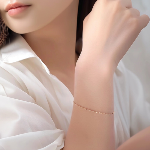 再販】つけっぱなし✨K18 シンプル 華奢 ペタルチェーン