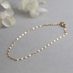 再販】つけっぱなし✨K18 シンプル 華奢 ペタルチェーン ブレスレット