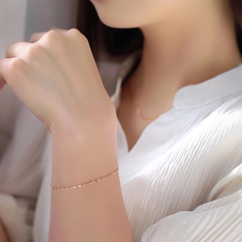 再販】つけっぱなし✨K18 シンプル 華奢 ペタルチェーン