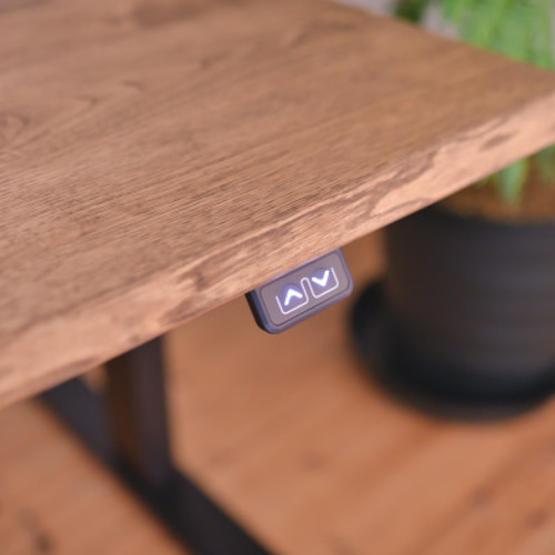 国産クリ無垢材 幅も高さ調節できる電動昇降デスク※（天板サイズ