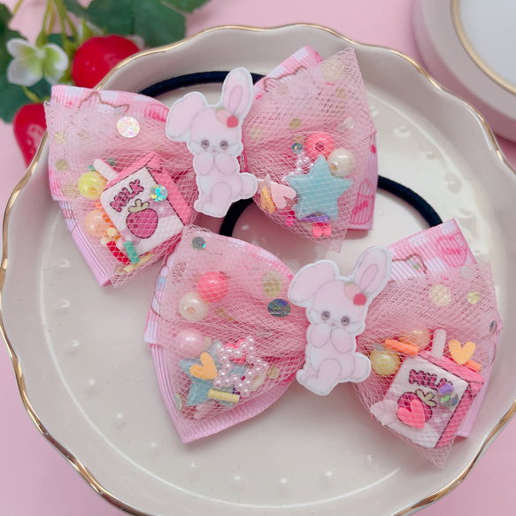 ハンドメイド♡♡fancyツインゴム ブラックパープル ハンドメイド♡♡fancyツインゴム ブラックパープル