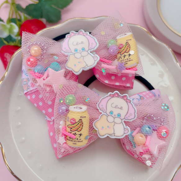 ハンドメイド♡リボン♡キッズヘアゴム♡チュールリボン♡ゆめ