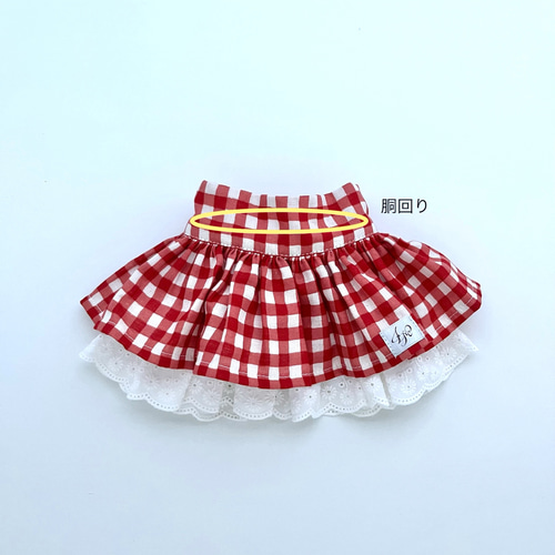 犬服 No.177 スコットチェック赤スカートわんぴ ハンドメイド 犬服 No.177 スコットチェック赤スカートわんぴ ハンドメイド