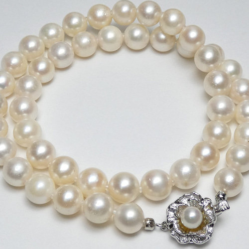 【大珠】あこや 真珠 サファイア パールネックレス 8.5-8.8mm 42cm アコヤ本真珠ネックレス 大珠8.5-9.0mm国産あこや 訳あり 決算処分特価