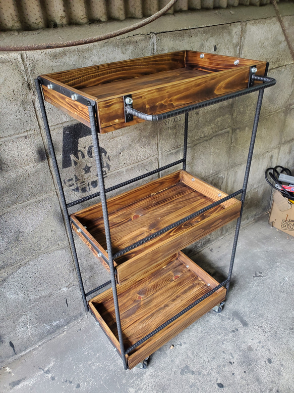 美容室ワゴン　男前　サロン　棚　ワゴンラック　美容室　キャスター付き　国産檜　インダストリアル 人気・おすすめ｜使いやすい・旅行におすすめ 品質保証 全国発送 日本国内発送・最短翌日お届け