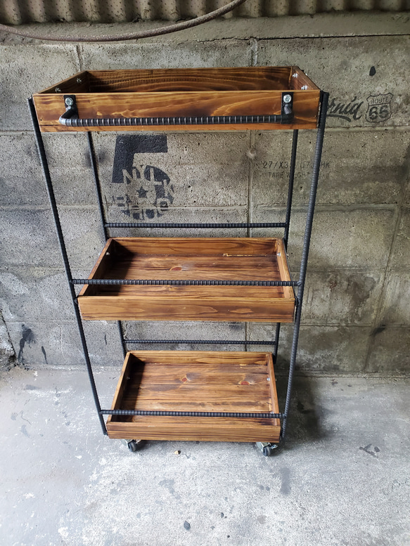 美容室ワゴン　男前　サロン　棚　ワゴンラック　美容室　キャスター付き　国産檜　インダストリアル 人気・おすすめ｜使いやすい・旅行におすすめ 品質保証 全国発送 日本国内発送・最短翌日お届け