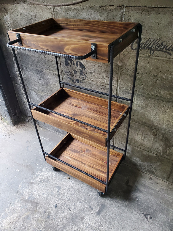 美容室ワゴン　男前　サロン　棚　ワゴンラック　美容室　キャスター付き　国産檜　インダストリアル 人気・おすすめ｜使いやすい・旅行におすすめ 品質保証 全国発送 日本国内発送・最短翌日お届け