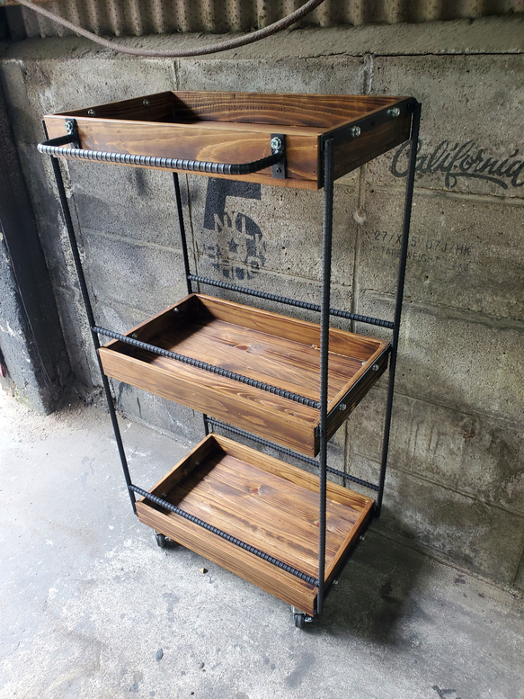 美容室ワゴン　男前　サロン　棚　ワゴンラック　美容室　キャスター付き　国産檜　インダストリアル 人気・おすすめ｜使いやすい・旅行におすすめ 品質保証 全国発送 日本国内発送・最短翌日お届け