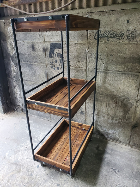 美容室ワゴン　男前　サロン　棚　ワゴンラック　美容室　キャスター付き　国産檜　インダストリアル 人気・おすすめ｜使いやすい・旅行におすすめ 品質保証 全国発送 日本国内発送・最短翌日お届け