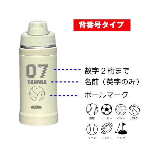 父の日 プレゼント 【名入れ 無料】サーモス 真空断熱スポーツボトル THERMOS FJU-750(シルエット 背番号 8枚目の画像