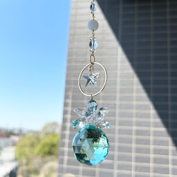 ステンドグラス　月とイルカのパネル ステンドグラス イルカと月のパネルの通販 by かずこ's shop｜ラクマ