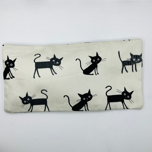 白 黒猫ちゃん ハンドメイド あずきカイロ ホットアイマスク