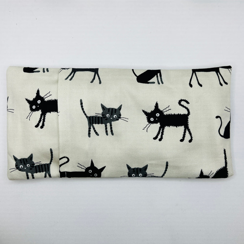 白 黒猫ちゃん ハンドメイド あずきカイロ ホットアイマスク