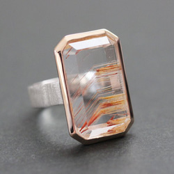 【レア✧１点物】天然石ファイヤークォーツのダイヤモンドカット大　置き物 1点もの K18 ピンクファイヤークォーツ ペンダントトップ