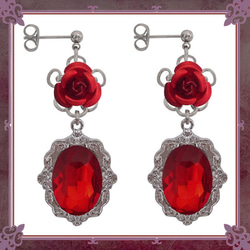 黒薔薇＆天然石パワーストントルマリンブレスレット・クラック