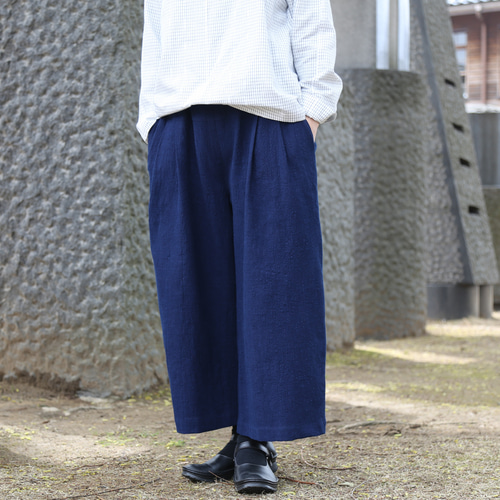 注目ショップ 藍染 キュロット（備後節織 濃紺） キュロット・ワイドパンツ 絲 パンツ